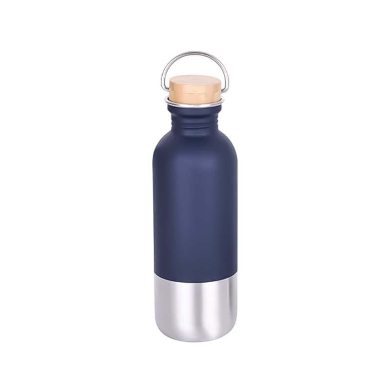 Single Wall Stainless Steel Water bottle with Steel+Bamboo top