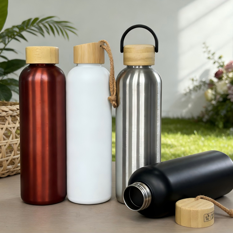 Single Wall Bottle With Bamboo Lid