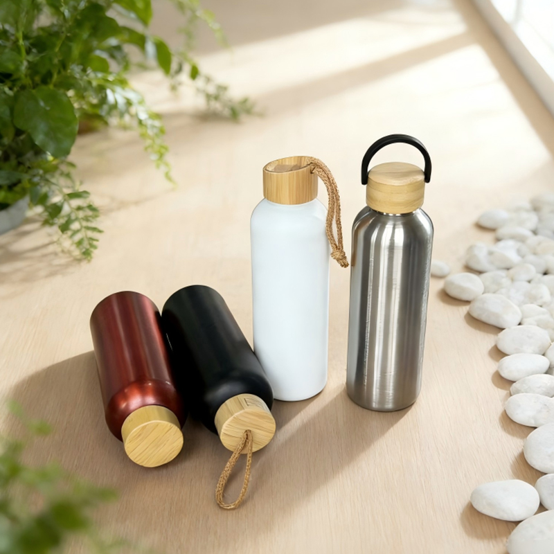 Single Wall Bottle With Bamboo Lid